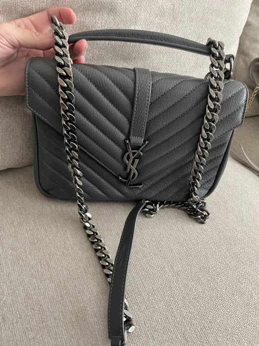 Тъмно сива чанта YSL