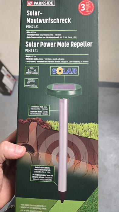 Aparat anti-cârtiță - cu încărcare solară, nou, Parkside