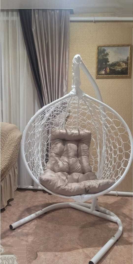 Кресло-кокон ротанг подвесное с опорой
