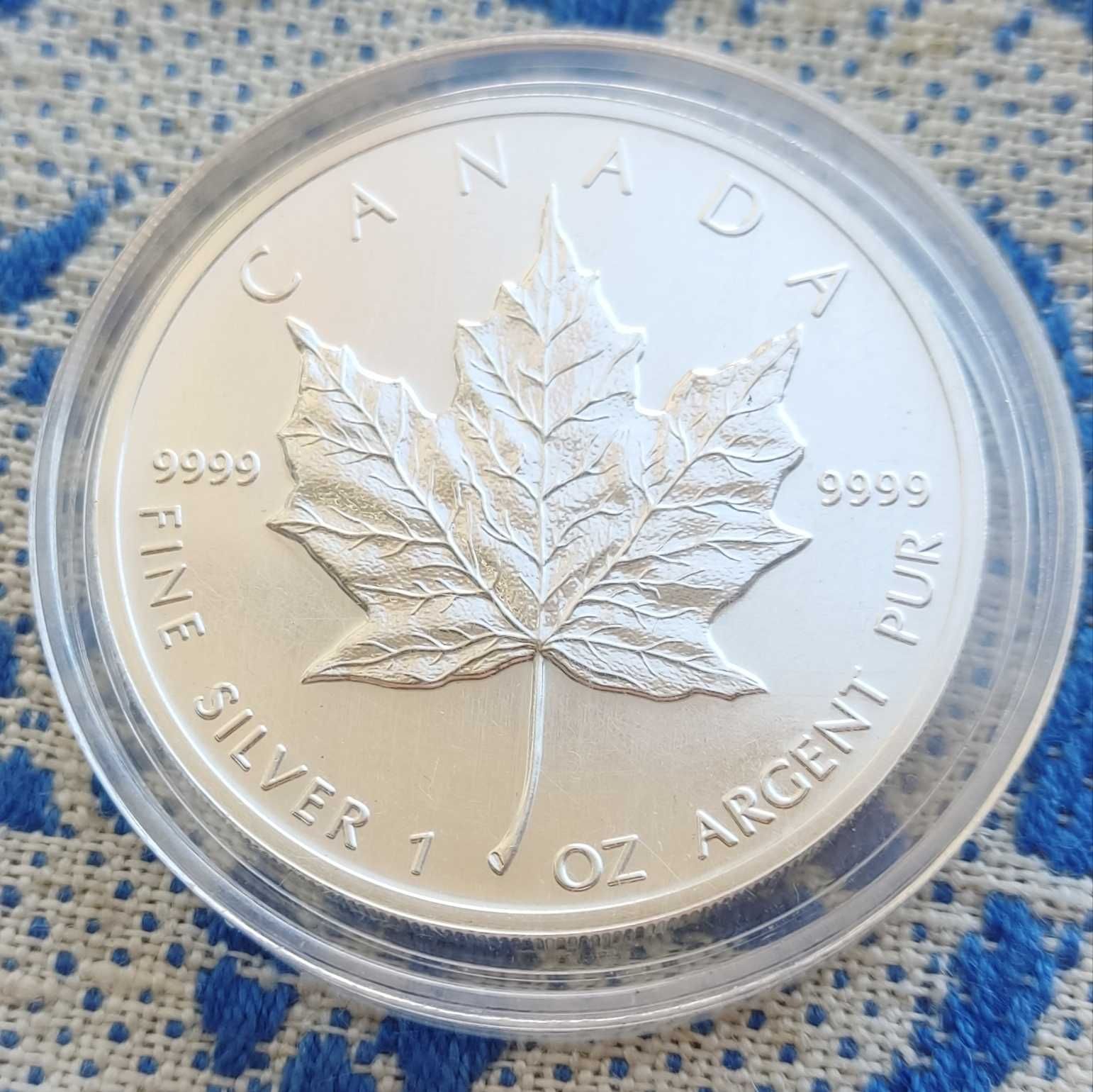 Серебряная монета 5 долларов Канады 1989 года