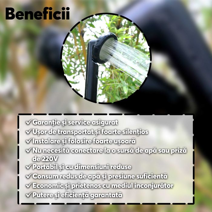 Dus portabil Jet2Go D2 cu pompa electrica si acumulator de 2200mAh