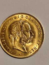 Златна монета,4 фл/10 франка 1892 год., Франц Йозеф,3.22 гр.,900/1000