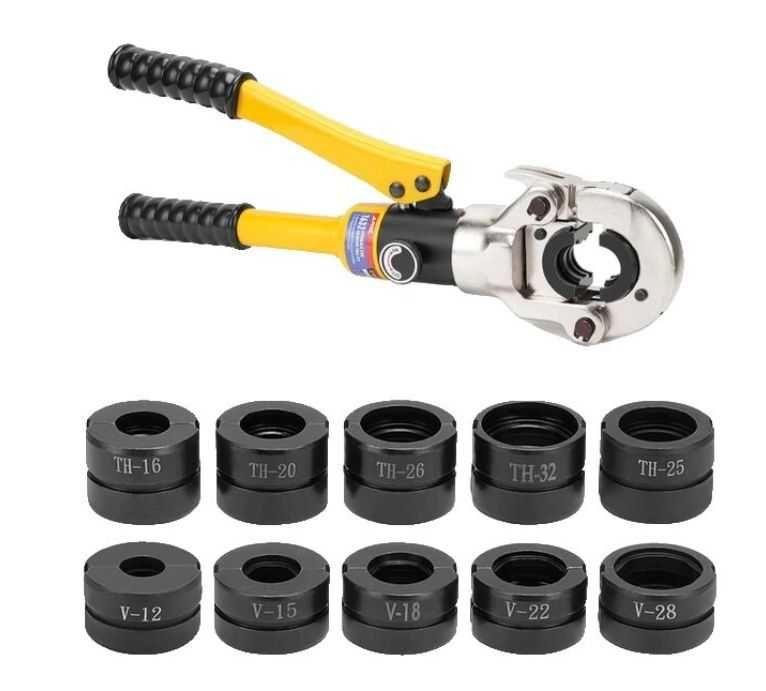 Cleste hidraulic pentru sertizat tevi, Pex/Inox/Cupru, cu capete TH/V