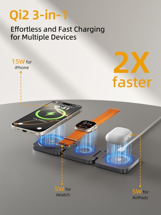 Incarcator wireless pentru apple 3 in 1 ,telefon ,ceas,casti