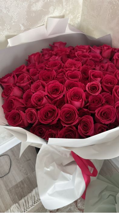 Розовые розы. 101шт