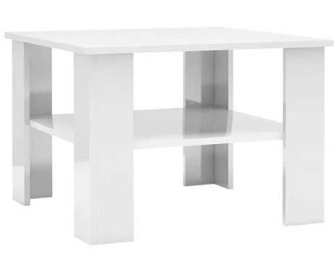 Кафе маса, бял гланц, 60x60x42 см, инженерно дърво