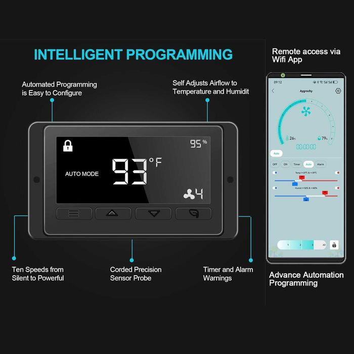 Smart Канален вентилатор 100мм с контролер за температура и влажност