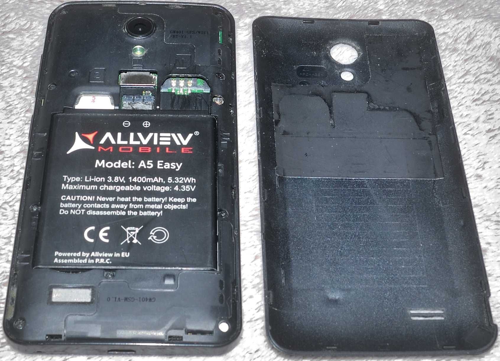 Fisurat ALLVIEW A5 EASY, funcțional doar SIM2(stânga), fără accesorii