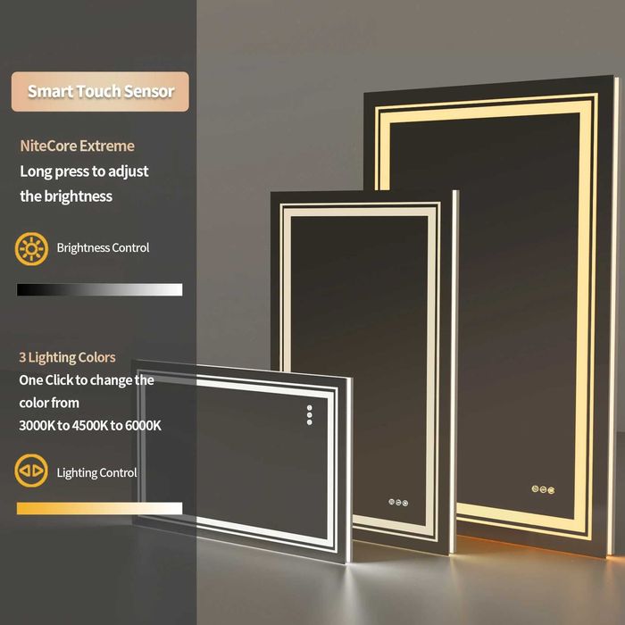 Oglindă LED baie 60x80cm lumină frontala&spate, antiaburire, dimabila