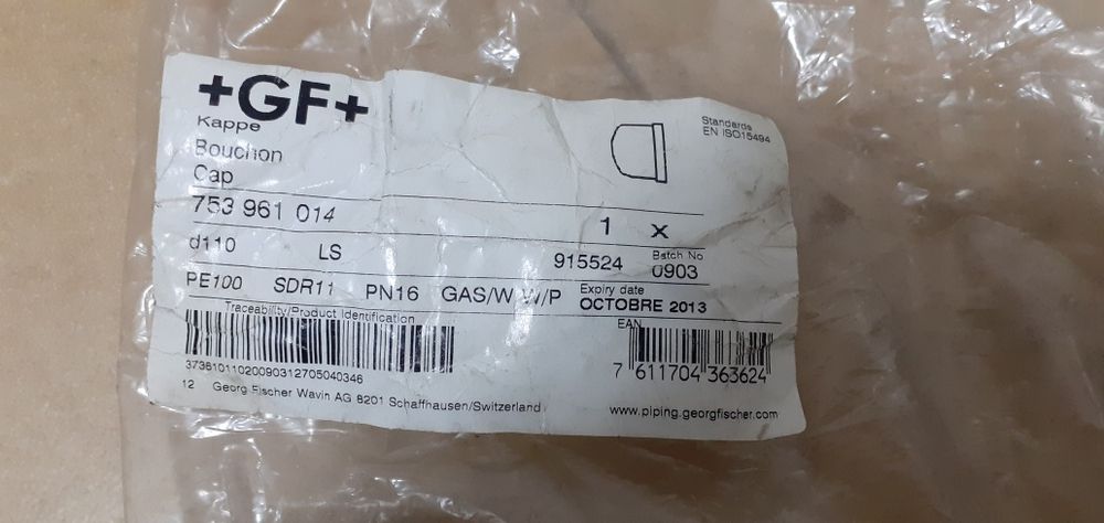 Vand DOP (capac) EF (electrosudabil) PE100 SDR11 D110 +GF+ NOU