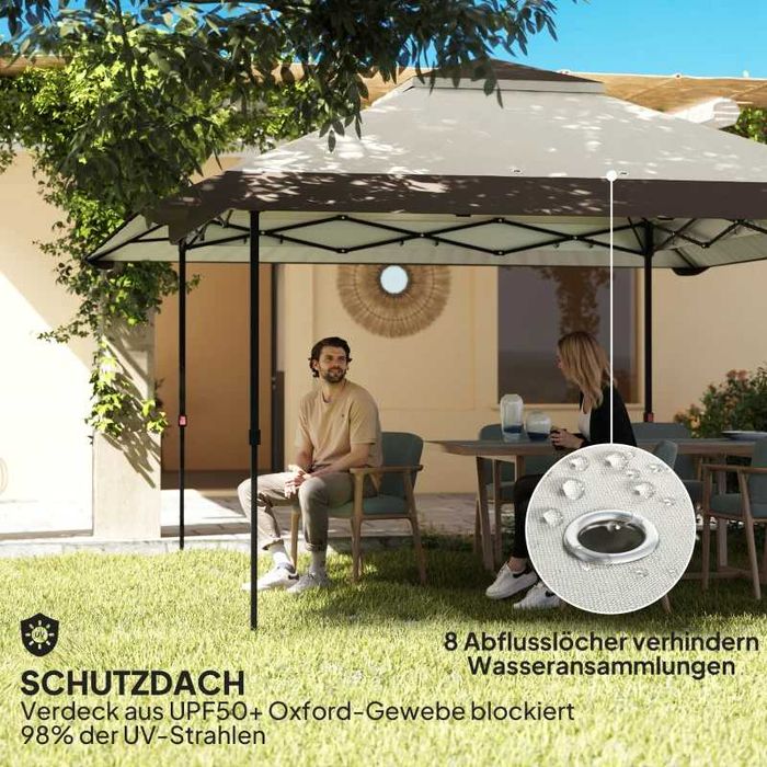 Градинска беседка Outsunny 4 x 4 м,  с мрежести стени, UPF 50+ защита