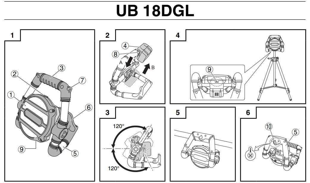 Corp lampa reflector lucru lanterna LED Hikoki UB18DGL Hitachi 14-36v