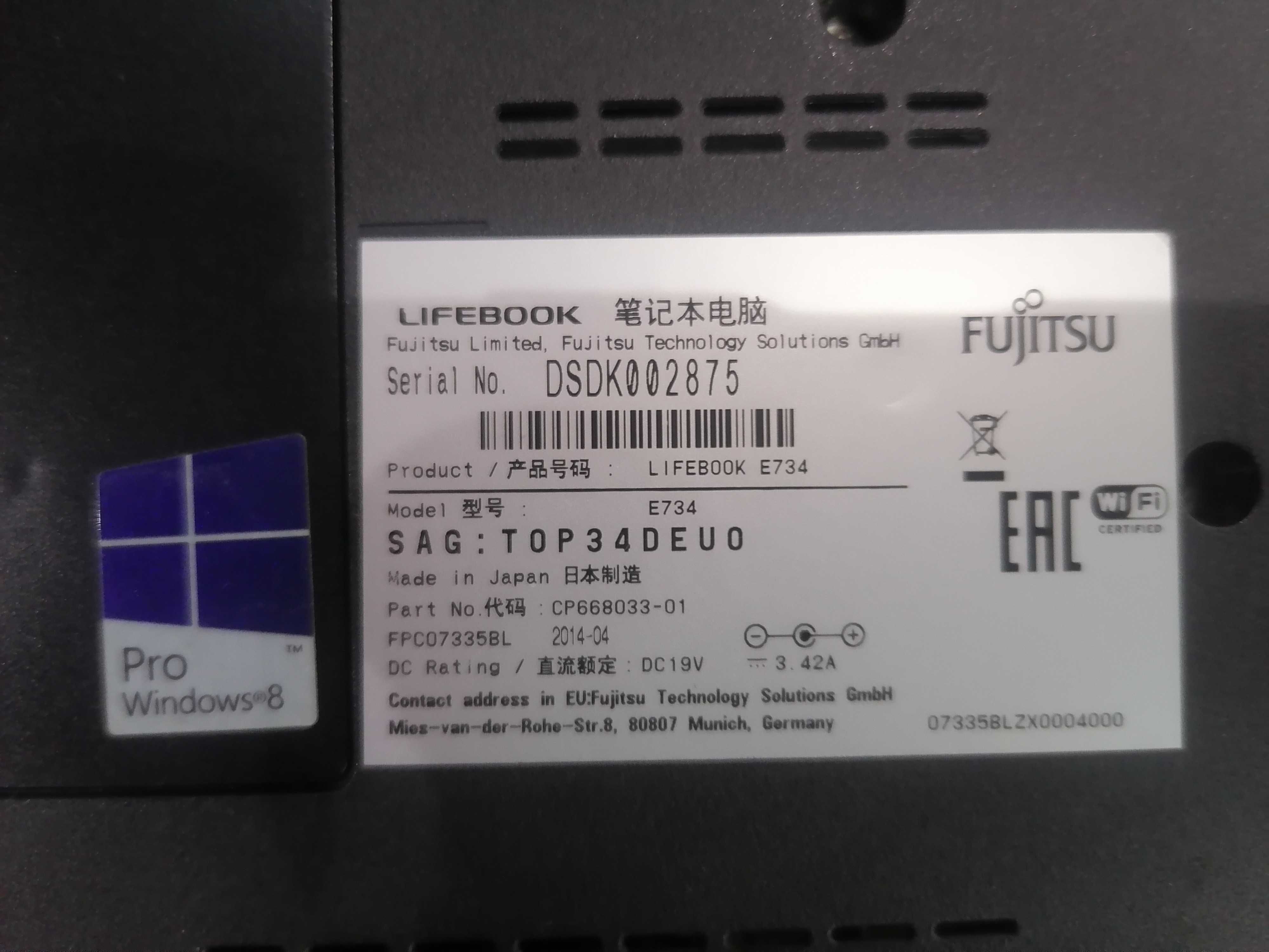 FUJITSU LIFEBOOK   14 "   E734     Intel Core I5