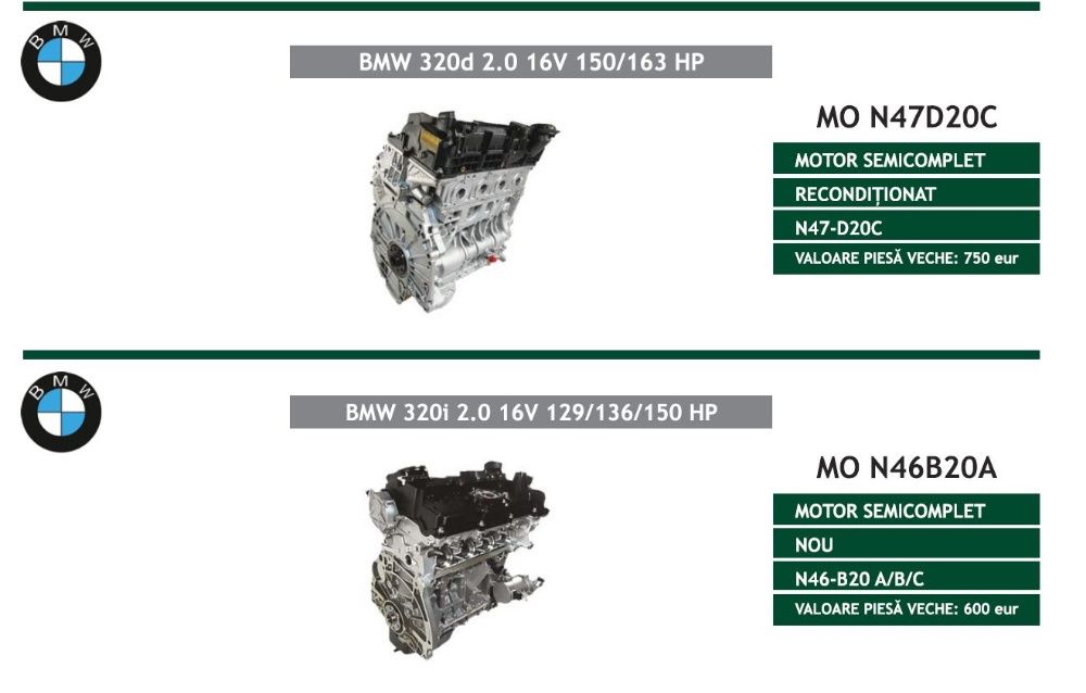 motor bmw 320 520 x5 3.0 40d xdrive 16v 24v semicomplet N47 n46 n43