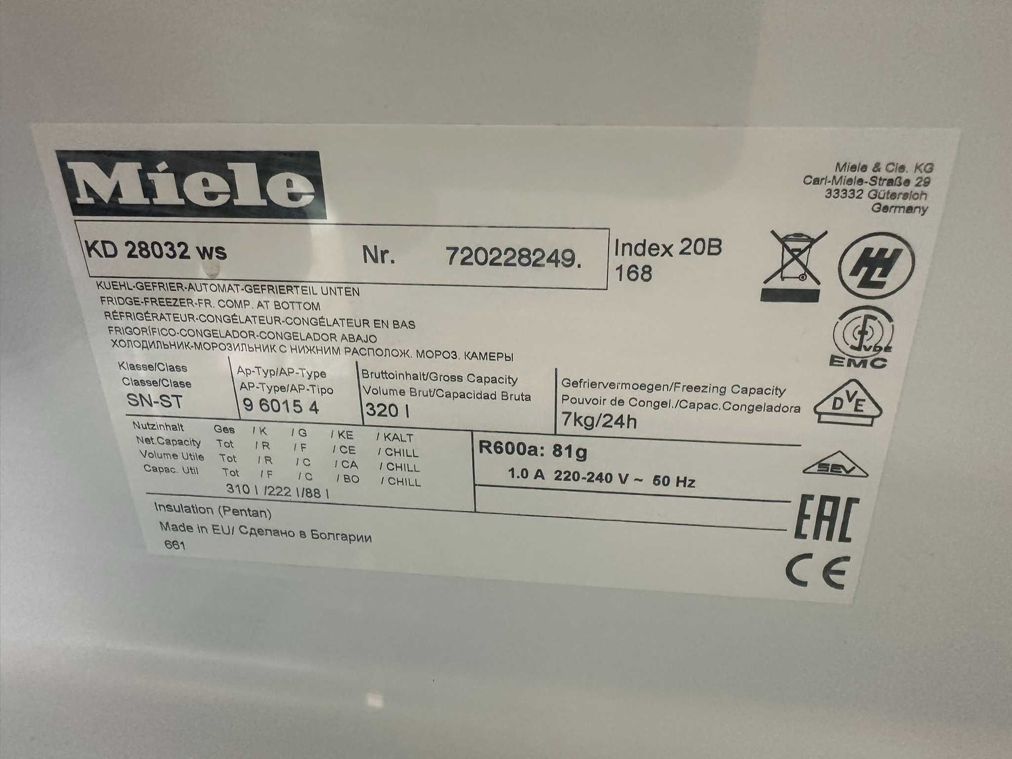 Хладилник Miele KD 28032 WS, бял