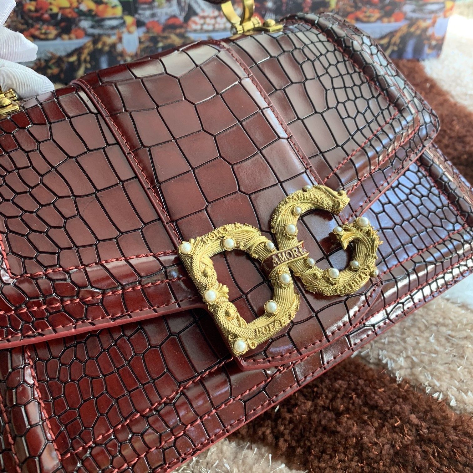 Geanta Dolce Gabbana Amore 27 cm rosu, Premium