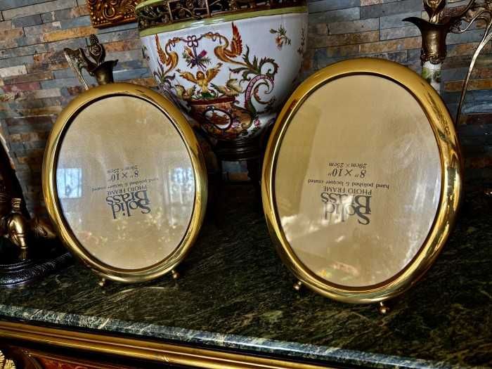 Elegant set-rame foto ovale-alama solida-mid century-Anglia