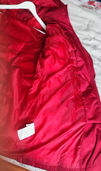 Дамско зимно яке с качулка, естествен косъм, цвят бордо от шушляк,3XL