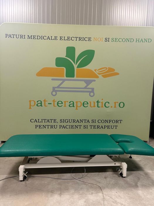 Pat Medical Masaj/Kineto Electric cu Pedală |2 Secțiuni|Garanție 2 Ani