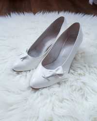 Pantofi albi, piele naturală, mireasă Tungus