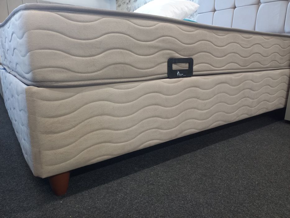 Pat Tapitat SERRA+Saltea 120x200 Cadru+somiere metalice