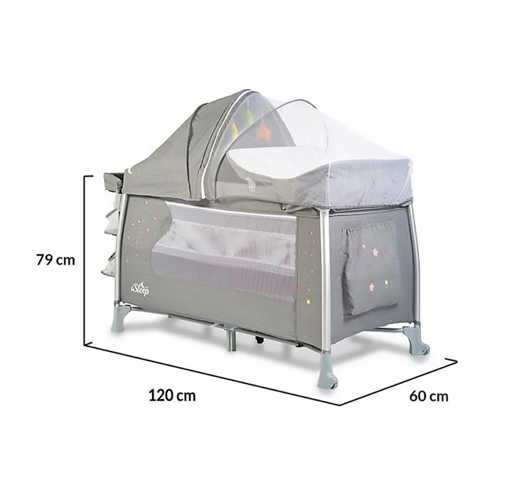 Бебешка кошара CANGAROO Isleep сива