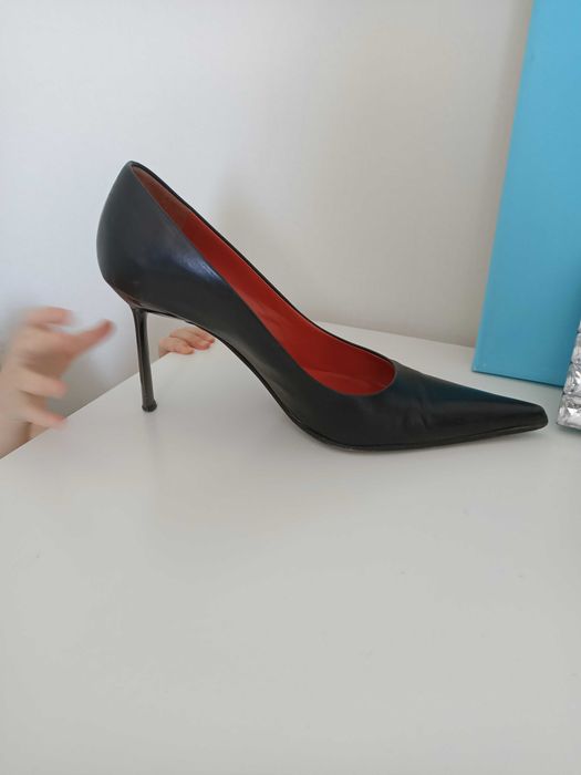 Итальянские черные женские туфли, лодочки