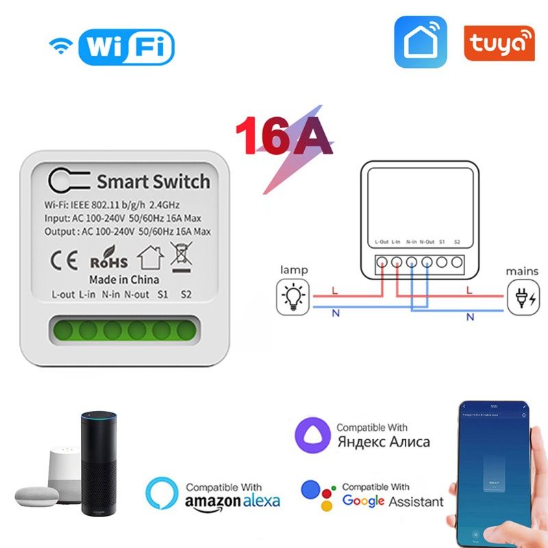 Tuya Smart Алармен комплект: Сирена 110db/220V + mini-switch