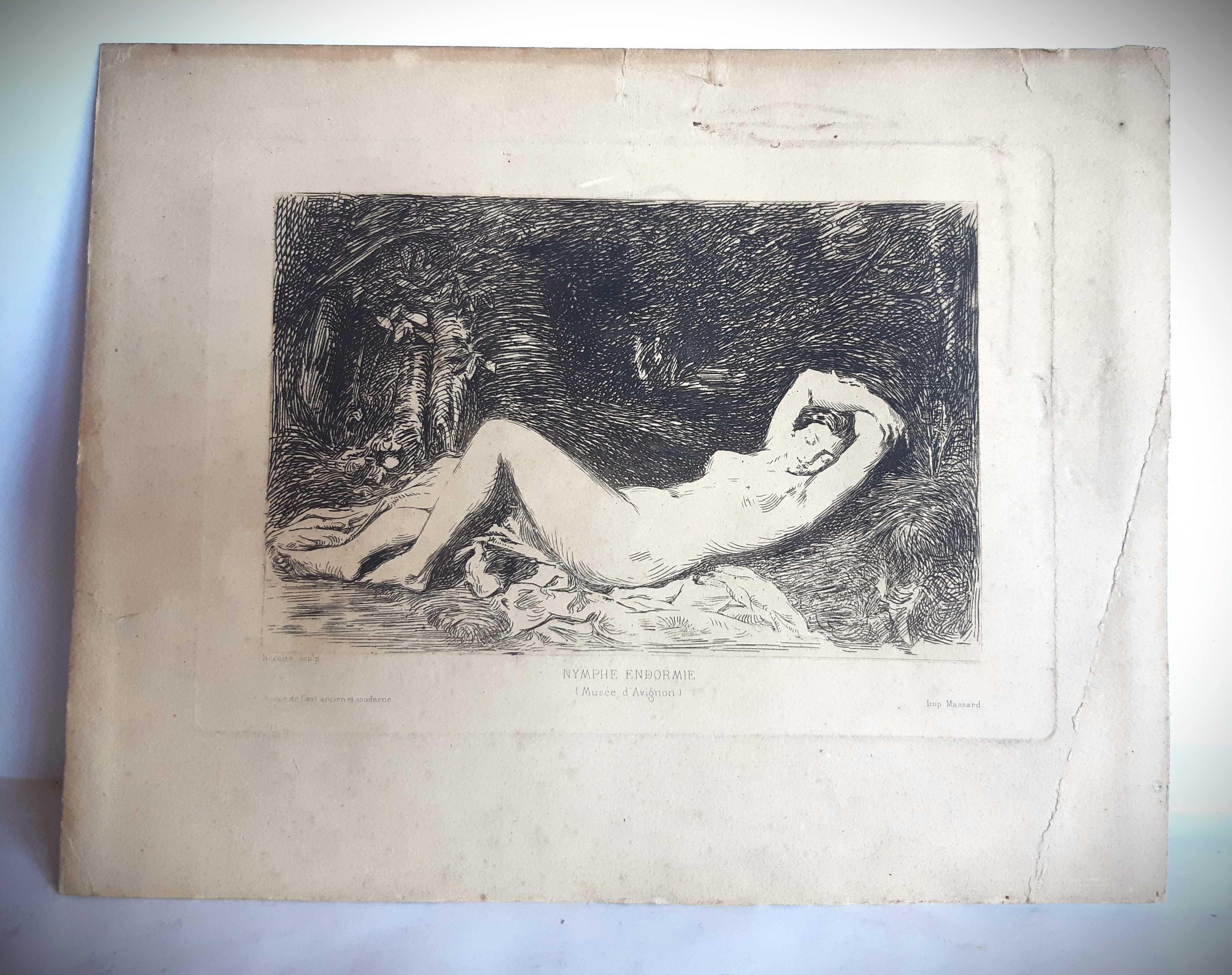 Baraize, dupa Chasseriau - Nymphe endormie. Acquaforte, 1898