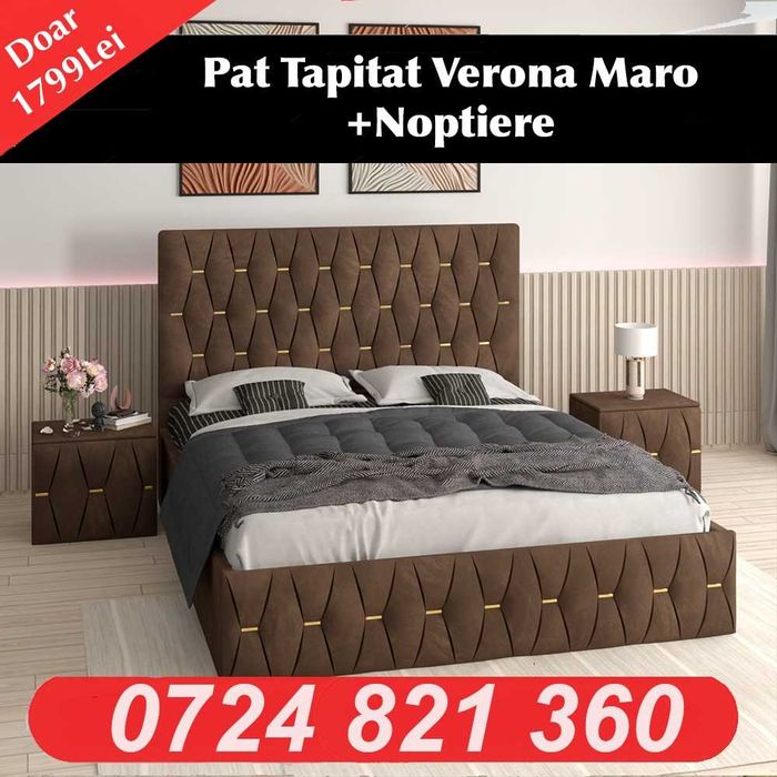 Pat tapitat,comoda tv,dormitor complet,dulap-SUPER OFERTA