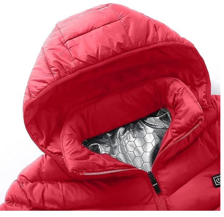 Geaca cu incalzire electrica in 9 zone, 3 trepte temperatura, 3XL-rosu