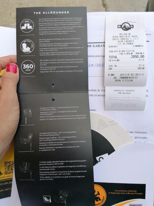 Scaun auto gb 360 gr, de la naștere până la 4 ani , max 18 kg
