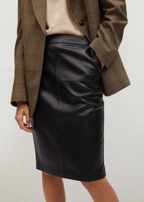 Пола на MANGO от изкуствена кожа с висока талия в Midi design.