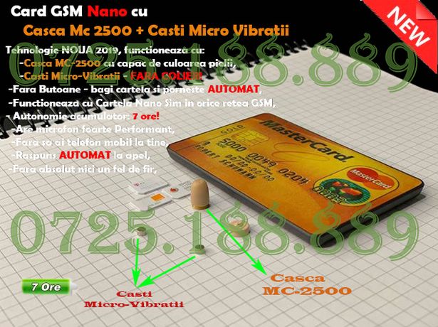 Card GSM + Casca de Copiat + 6xCasti Microvibratii BONUS 6xBaterii 337