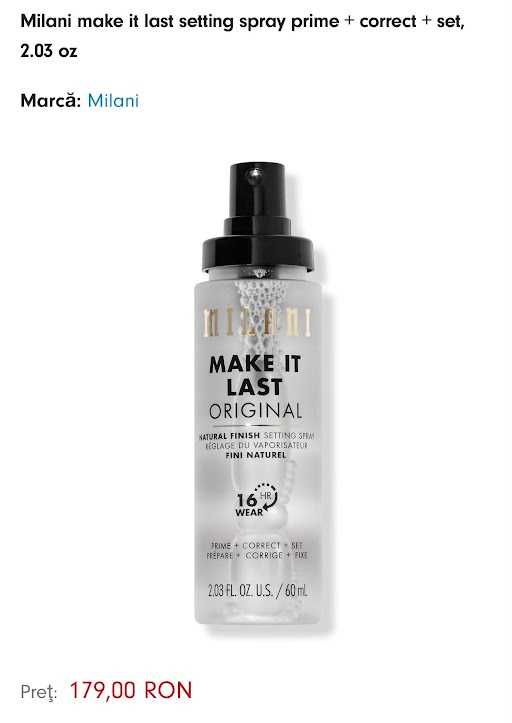 Produse cosmetice MILANI - Spray-uri de fixare makeup