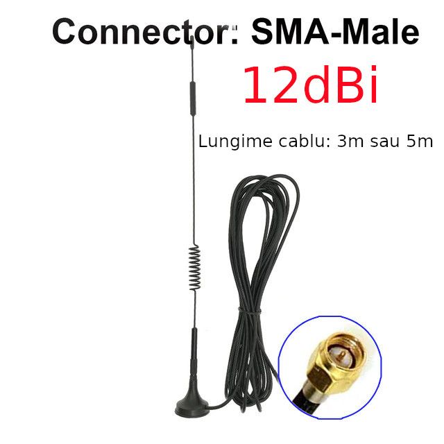 Antena modem 12dBi 4G 3G 2G LTE GPRS GSM UMTS SMA TS9 CRC9-TS5