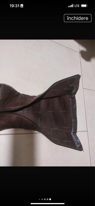 Cizme inalte piele culoare maro f comode toc mic 8 cm