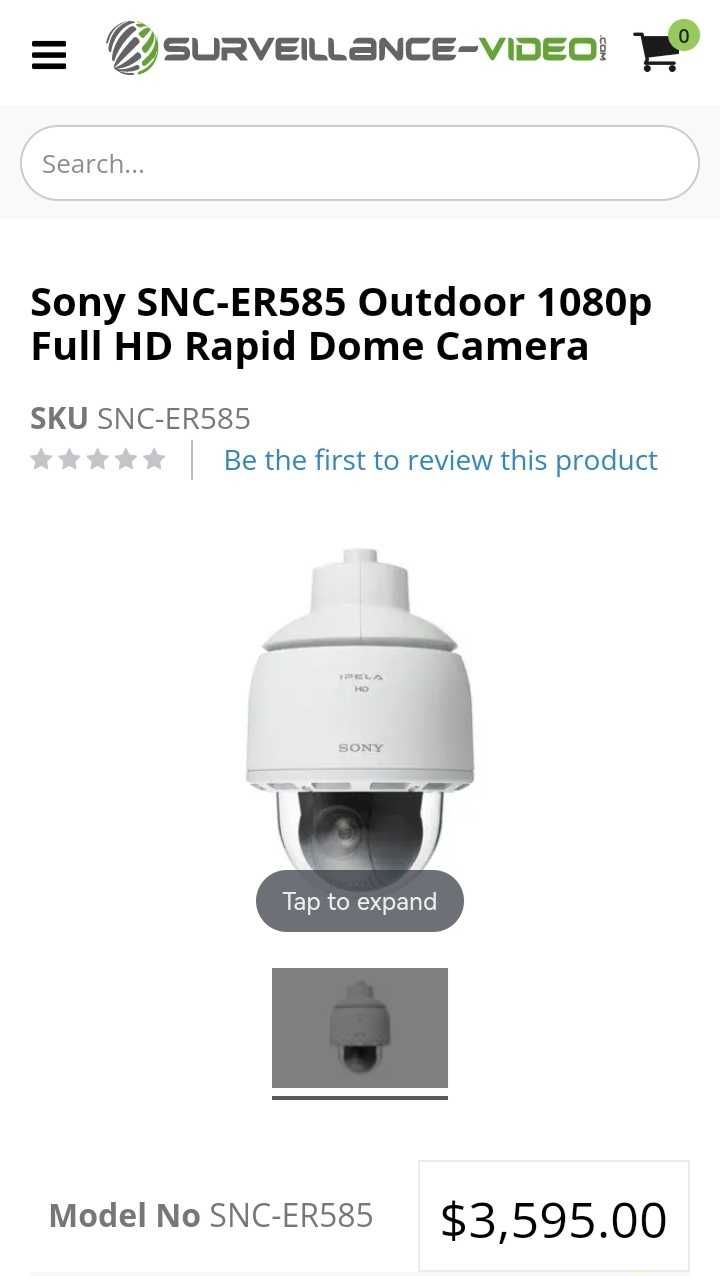PTZ Camera, Външна Куполна ПТЗ Камера с много голям зум SONY SNC-ER585