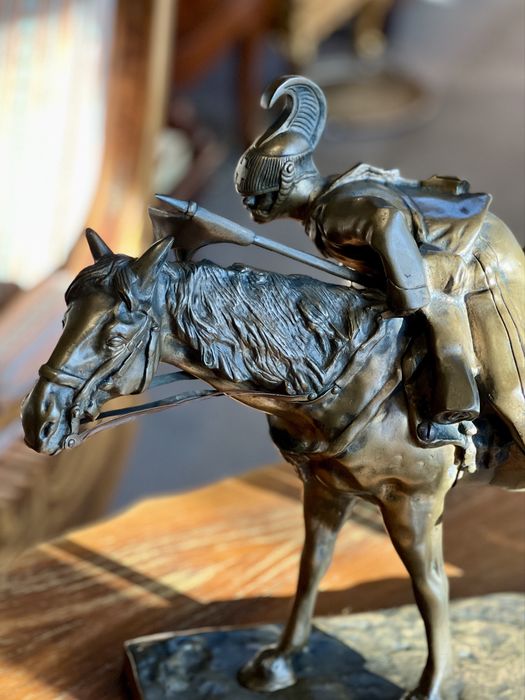 Statuetă veche din Bronz – Cavaler pe cal
