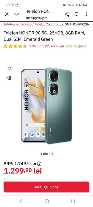 Vind Telefon mobil Honor 90 Lite, 8GB RAM, 256GB, Dual SIM