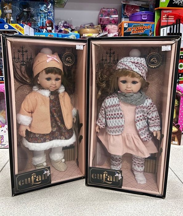 Кукла CUFAN детская мягкая в цветочном платье с шапочкой 38 см.