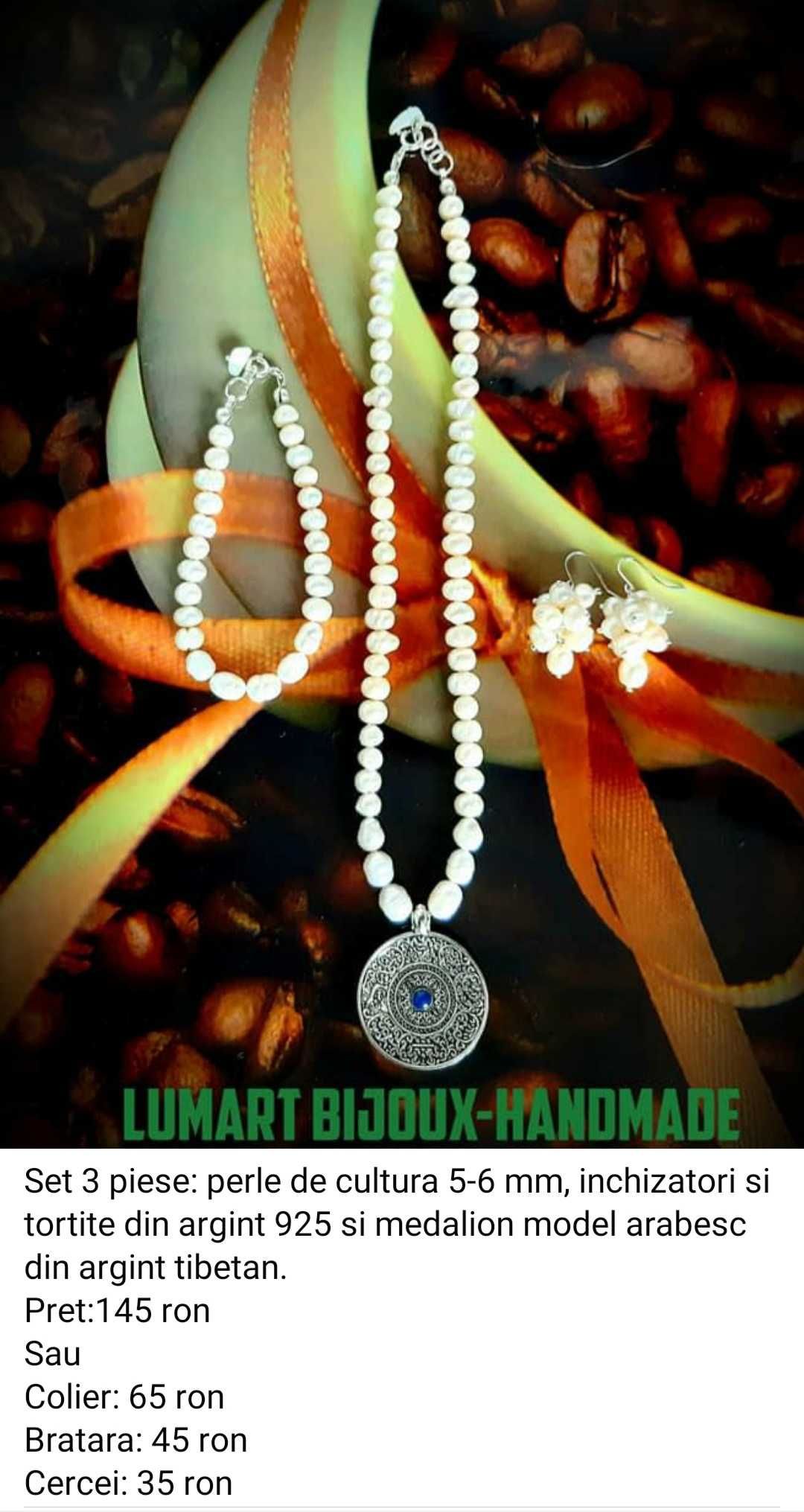 Bijuterii cu pietre semipretioase, perle cultura, accesorii din Ag 925