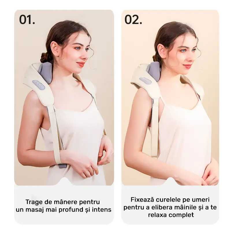 Masaj 3D Gât și Umeri cu Încălzire | Aparat de masaj Relaxare