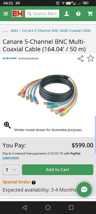 Cablu video/audio bnc scena