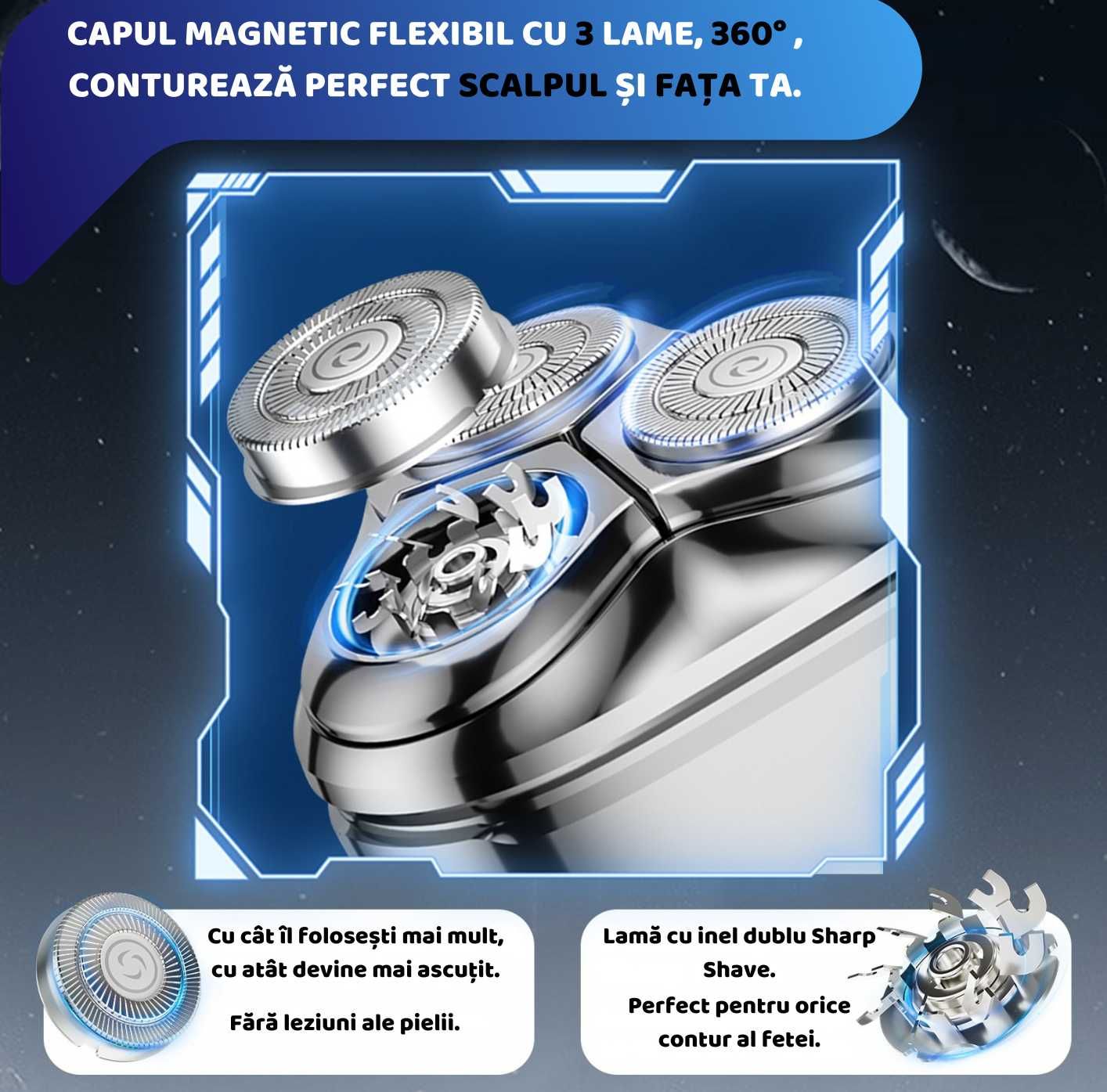 Aparat de Ras Electric, Shaver, Umed/Uscat,  Capete Flexibile 360°