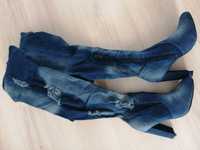 Cizme din denim (blug) stretch, peste genunchi, marime 39