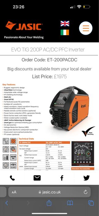 TIG 200P AC/DC PFC argon va mma svarka aparat