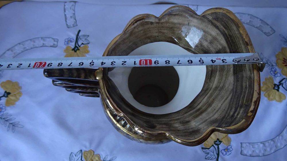 Винтидж керамична ваза, ръчно рисувана от H. Bequet Quaregnon в Белгия