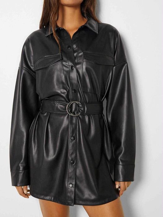 Кожена риза/рокля на Bershka, нова