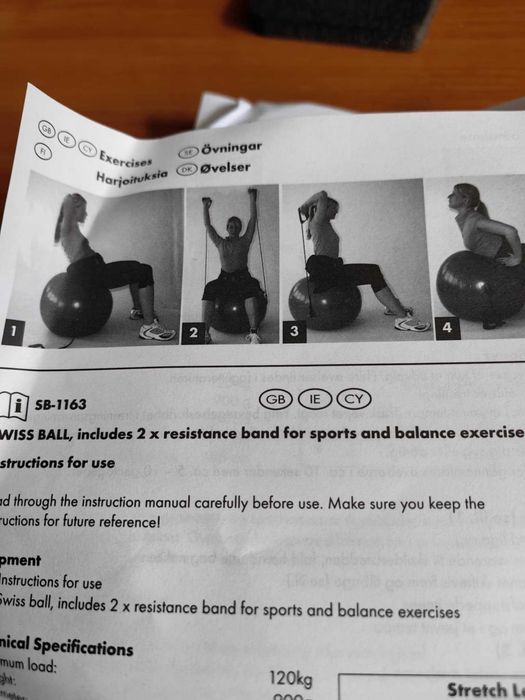 Фитнес топка с ластици+ постелка за трениране